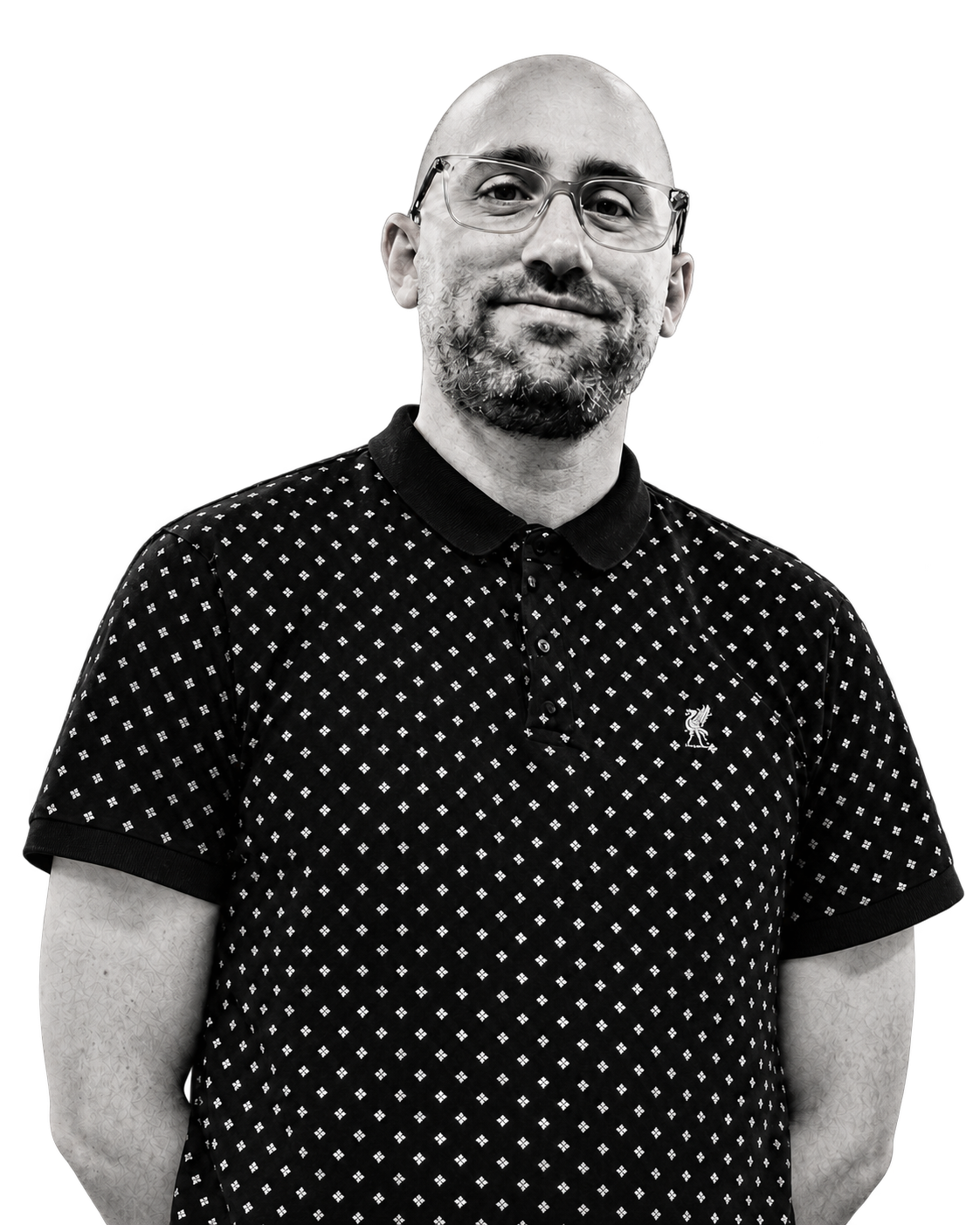 Reed Garrett in a patterned polo